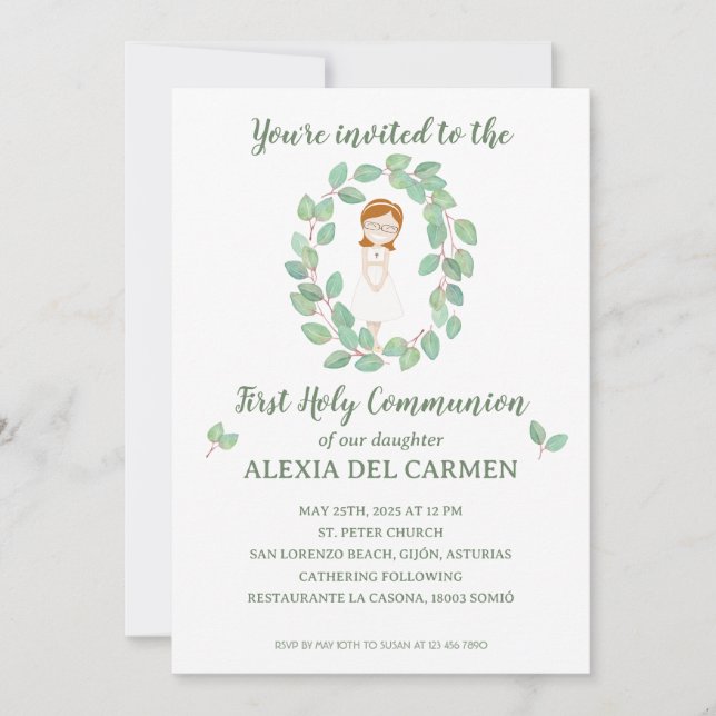 Invitación Primera Comunión modelo Alexia (Anverso)