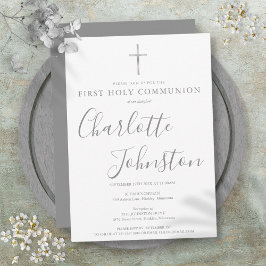Invitación Primera Comunión Moderna Firma de Plata