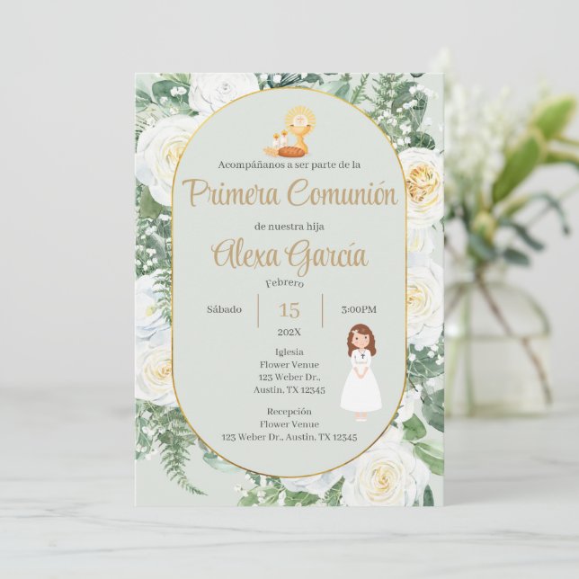 Invitación Primera Comunión Niña (Anverso de pie)