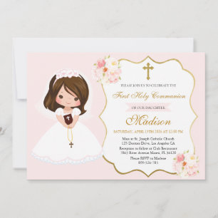 Invitación Primera Comunión Niña Elegante Linda