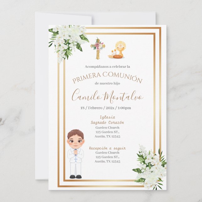Invitación primera Comunión niño (Anverso)