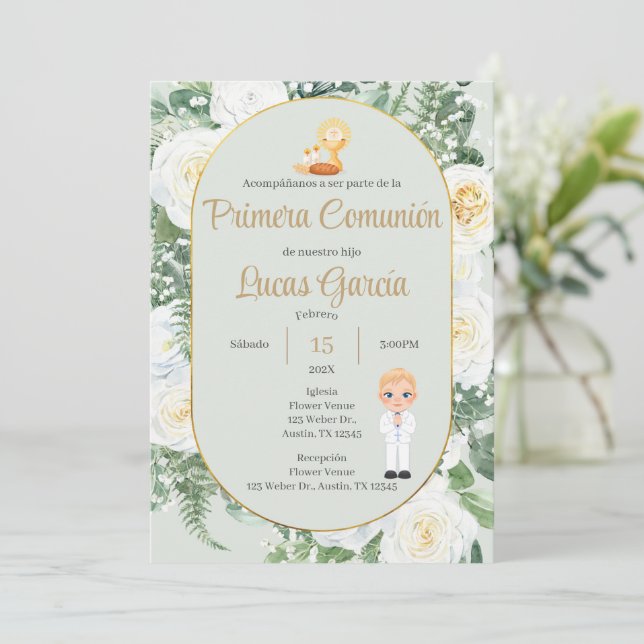 Invitación Primera Comunión Niño (Anverso de pie)