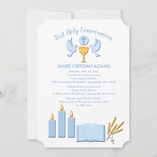 Invitación Primera Comunión Niño (Anverso)
