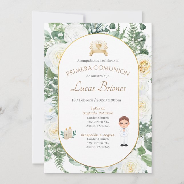 Invitación primera Comunión niño (Anverso)