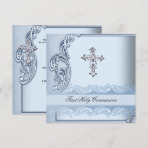 Invitación Primera Comunión Niño Azul Confirmación 2