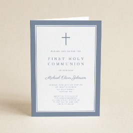 Invitación Primera Comunión Niño Cruz Azul Polvoriento Modern