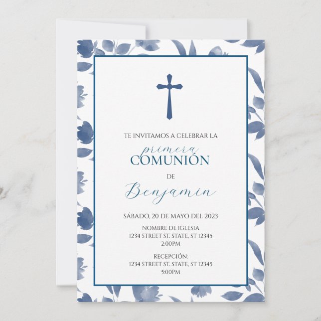 INVITACIÓN PRIMERA COMUNIÓN O EVENTO RELIGIOSO (Anverso)