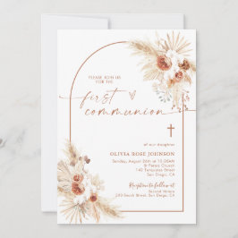 Invitación Primera comunión, Pampas Grass Boho Christening