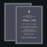 Invitación Primera Comunión Para Él | Elegante Cruz Clásica<br><div class="desc">Compuesto por una elegante tipografía de guion serif y cursiva sobre el marco con una elegante cruz. Este diseño es atemporal,  clásico y elegante. Esto es diseñado por Select Fiesta Supplied Supplied,  exclusivo para Zazzle. Disponible aquí: http://www.zazzle.com/selectpartysupplies</div>