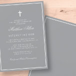 Invitación Primera Comunión Para Él | Elegante cruz clásica d<br><div class="desc">Compuesto por una elegante tipografía de guion serif y cursiva sobre el marco con una elegante cruz. Este diseño es atemporal,  clásico y elegante. Esto es diseñado por Select Fiesta Supplied Supplied,  exclusivo para Zazzle. Disponible aquí: http://www.zazzle.com/selectpartysupplies</div>