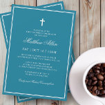 Invitación Primera Comunión Para Él | Elegante cruz clásica d<br><div class="desc">Compuesto por una elegante tipografía de guion serif y cursiva sobre el marco con una elegante cruz. Este diseño es atemporal,  clásico y elegante. Esto es diseñado por Select Fiesta Supplied Supplied,  exclusivo para Zazzle. Disponible aquí: http://www.zazzle.com/selectpartysupplies</div>