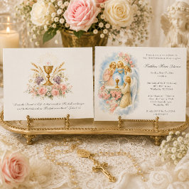 Invitación Primera Comunión Pastel Ángel Eucaristía