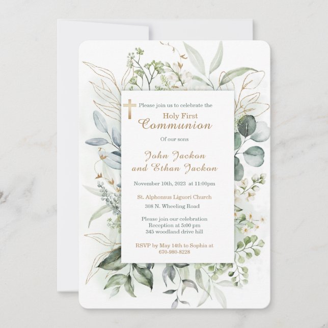 Invitación Primera Comunión Personalizada para Niños (Anverso)