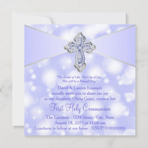 Invitación Primera Comunión Purpura Brillante