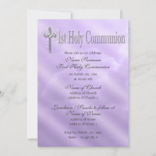 Invitación Primera comunión religiosa morada