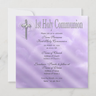 Invitación Primera comunión religiosa morada
