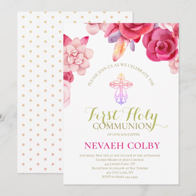 Invitación Primera comunión sagrada (Anverso / Reverso)