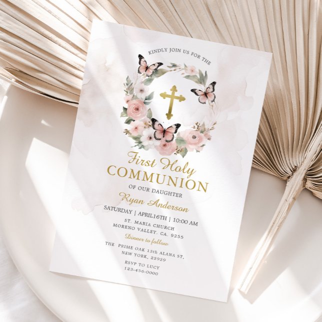 Invitación Primera comunión sagrada de las rosas rosas rosas  (Subido por el creador)