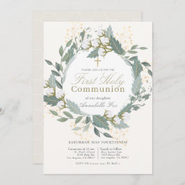 Invitación Primera comunión sagrada de los White Cotton Garde
