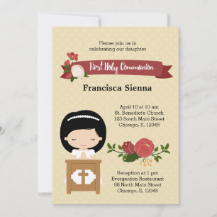 Invitación Primera comunión sagrada * elija color de fondo