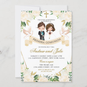 Invitación Primera comunión sagrada entre hermanos españoles