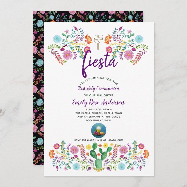 Invitación Primera comunión sagrada invitar a FIESTA niño o C (Anverso / Reverso)