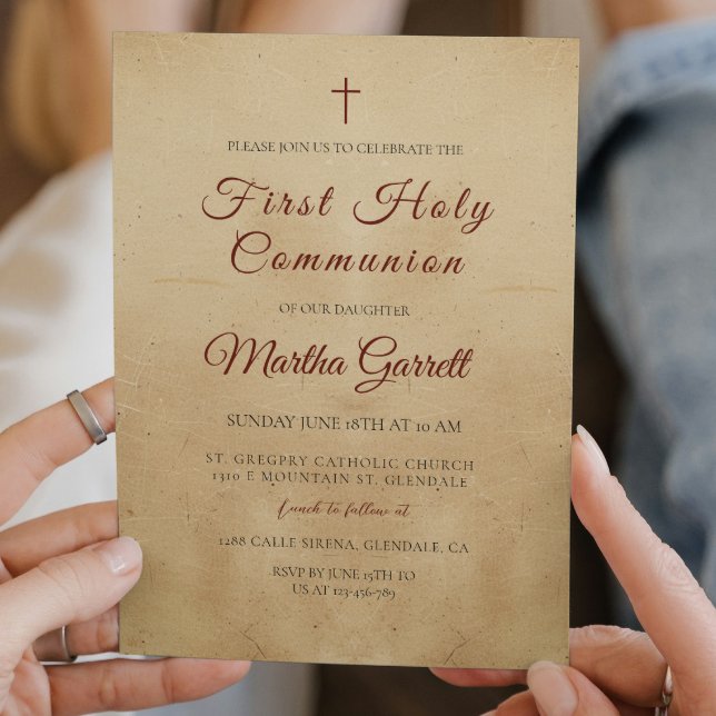Invitación Primera Comunión Sagrada Simple y Elegante (Subido por el creador)