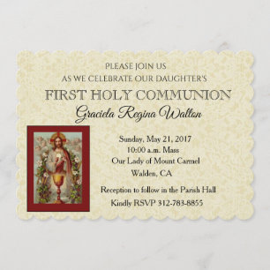 Invitación Primera Comunión Santa Católica Jesús Lilies