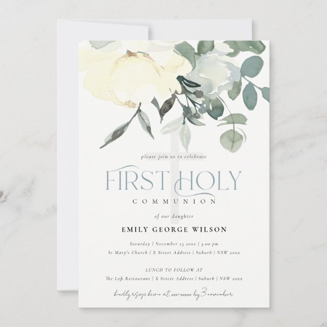 INVITACIÓN PRIMERA COMUNIÓN SANTA DE LA FLORAL DE AQUA BLANCA (Anverso)