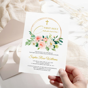 Invitación Primera Comunión santa floral