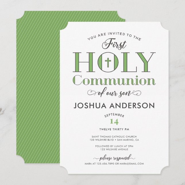 Invitación Primera comunión tipográfica (Anverso / Reverso)
