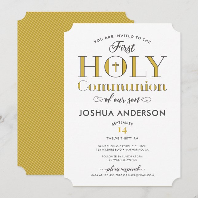 Invitación Primera comunión tipográfica (Anverso / Reverso)