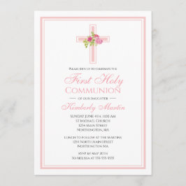 Invitación Primera cruz comunitaria con rosas rosas rosas ros