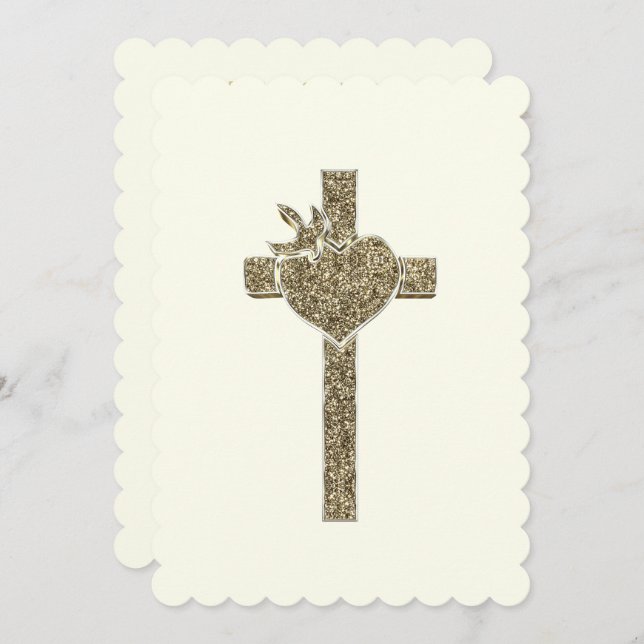 Invitación Primera cruz de la comunión sagrada con palo y cor (Anverso / Reverso)