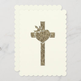 Invitación Primera cruz de la comunión sagrada con palo y cor