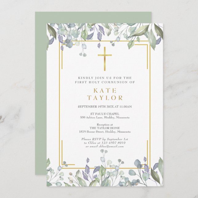 Invitación Primera cruz de oro de la vegetación floral de la  (Anverso / Reverso)
