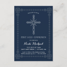Invitación Primera cruz elegante para chicos de la Santa Comu