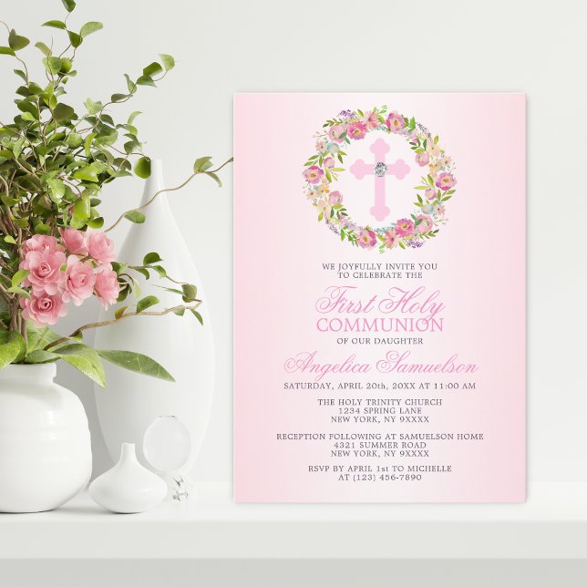 Invitación Primera Cruz Floral Chica de la Santa Comunión (Subido por el creador)