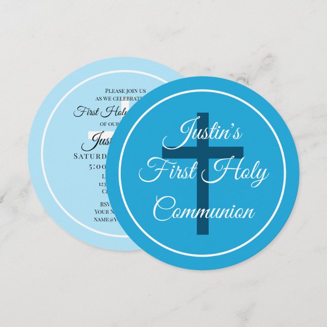 Invitación Primera cruz religiosa de la comunión sagrada del  (Anverso / Reverso)