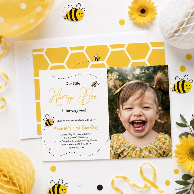 Invitación Primera Cumpleaños de Abeja de Miel (Subido por el creador)