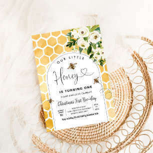 Invitación Primera Cumpleaños de Abeja de Miel