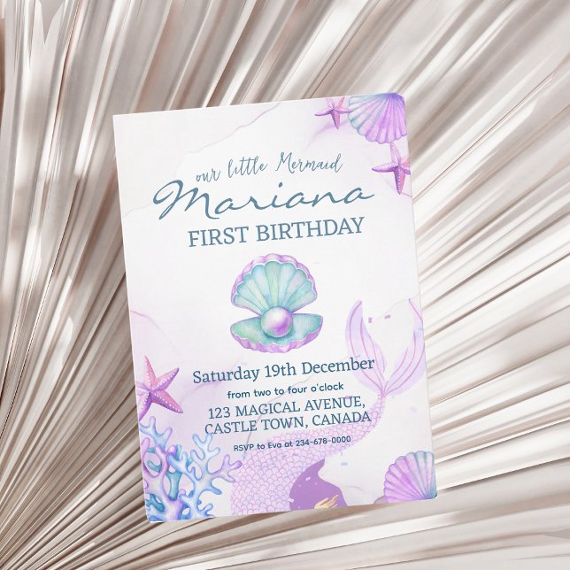 Invitación Primera Cumpleaños de la Sirena de Cumpleaños de l (Subido por el creador)