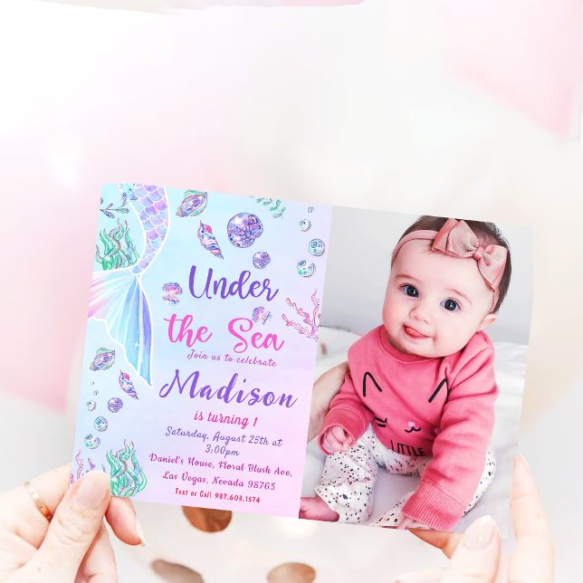 Invitación Primera Cumpleaños de la Sirenita bajo la foto del (Subido por el creador)