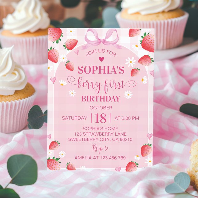 Invitación Primera Cumpleaños Fresa y Bayas (Subido por el creador)