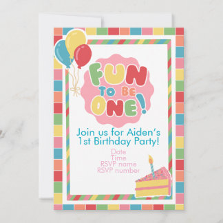 Invitación Primera diversión de cumpleaños para ser un bebé d
