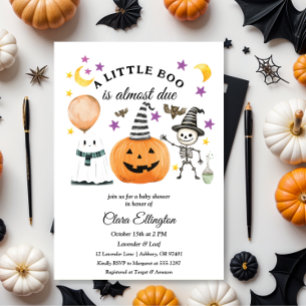 Invitación Primera ducha de bebé de Halloween en la calabaza
