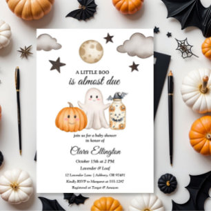Invitación Primera ducha de bebé de Halloween en la calabaza