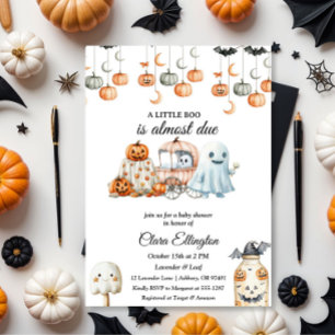 Invitación Primera ducha de bebé de Halloween en la calabaza