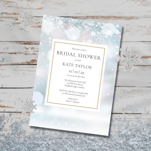 Invitación Primera ducha de novia con copos de nieve (Subido por el creador)