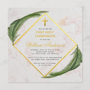 Invitación Primera ecología comunitaria Faux Gold Marble Fern